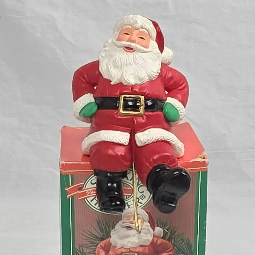 Santa Claus Stocking Hanger Figure w/ Box Holiday Decor